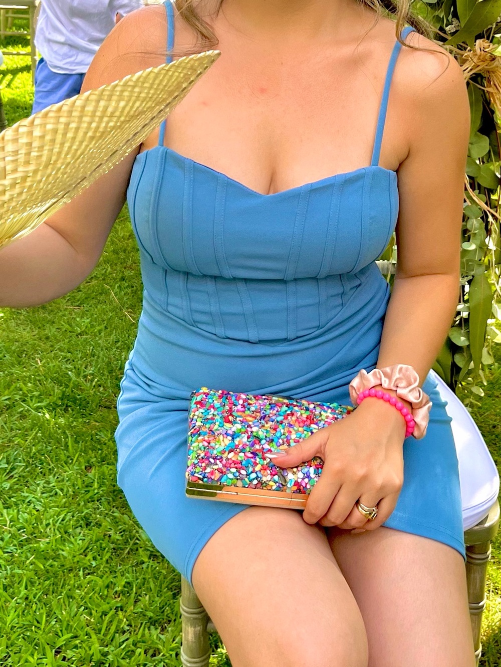 Blue Ruched Bodycon Mini Dress - Picture 9 of 9